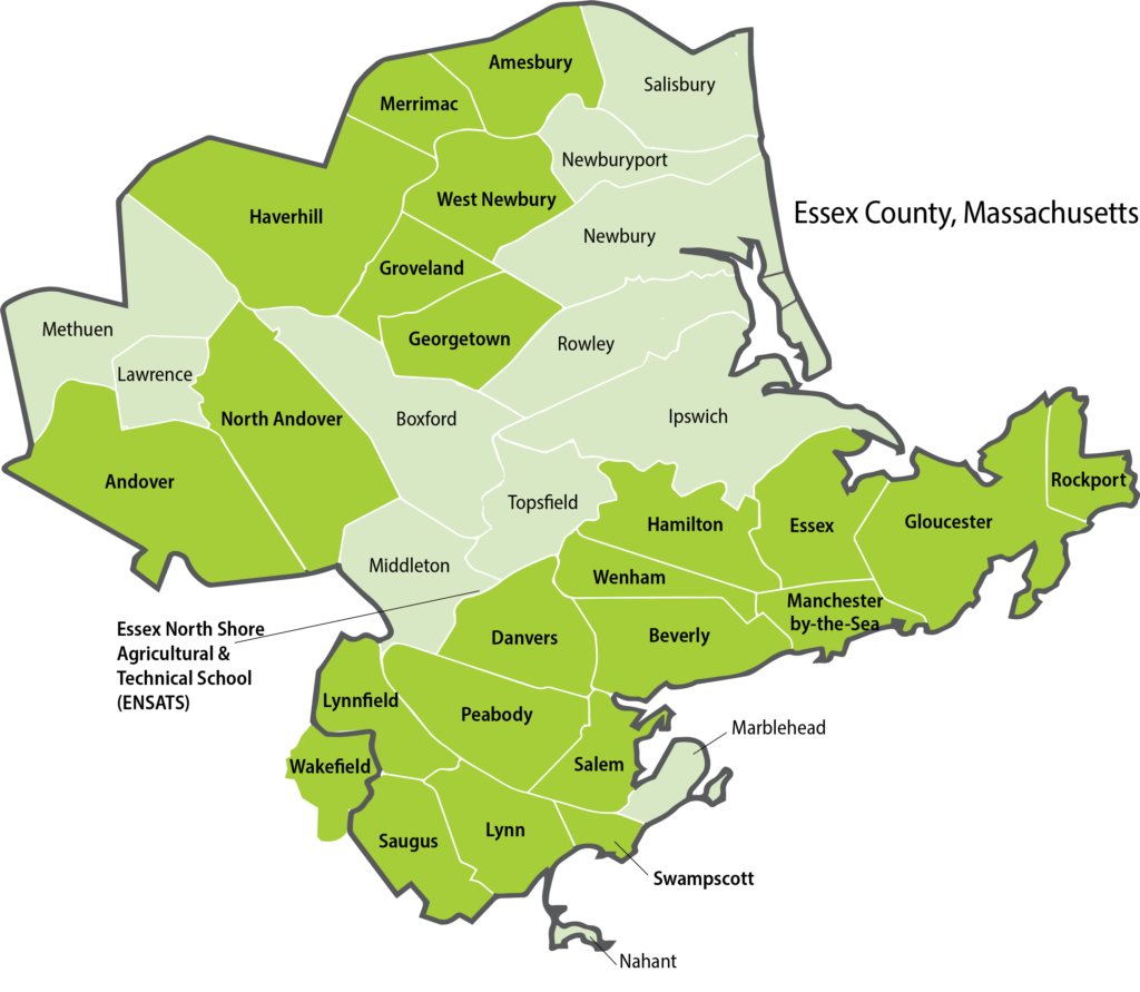 A map of participating Essex County communities
